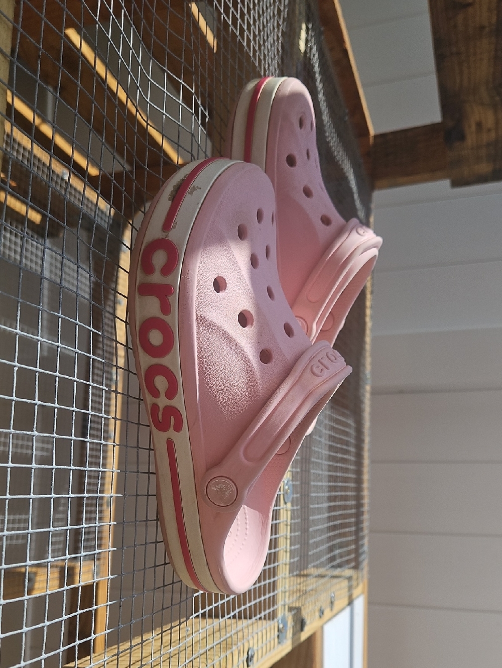CROCS Pink Classic Clog with White Trim (see Pictures For Condition)